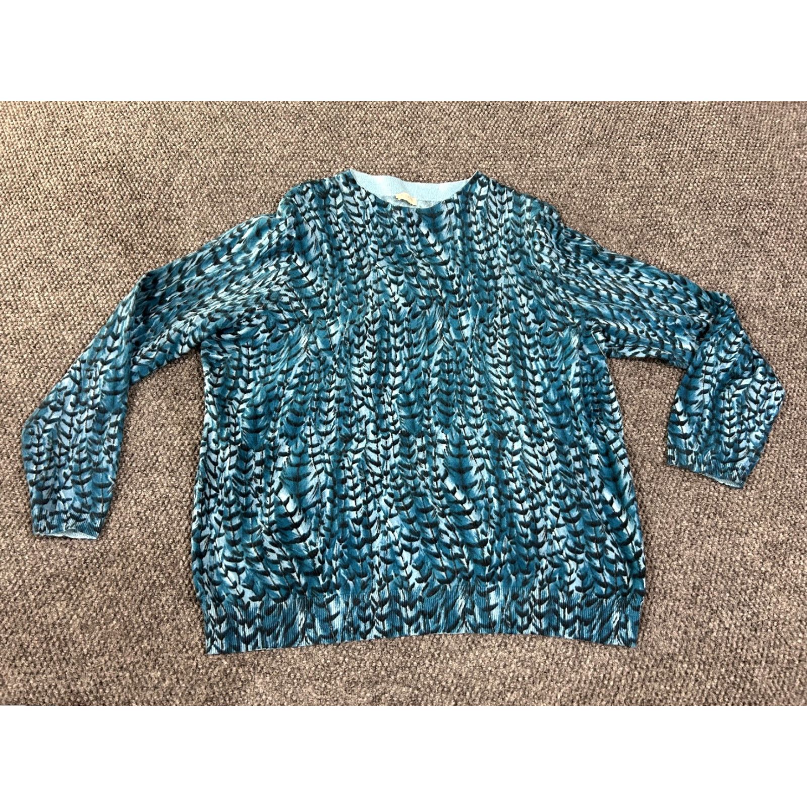 Talbots Talbots Sweater Womens L Blue Knit Long Sleeve Crew Neck Lightweight Geometric Pullover Regular Stretch Case: Casual Size L / US 10 / IT 46 - 2 Thumbnail