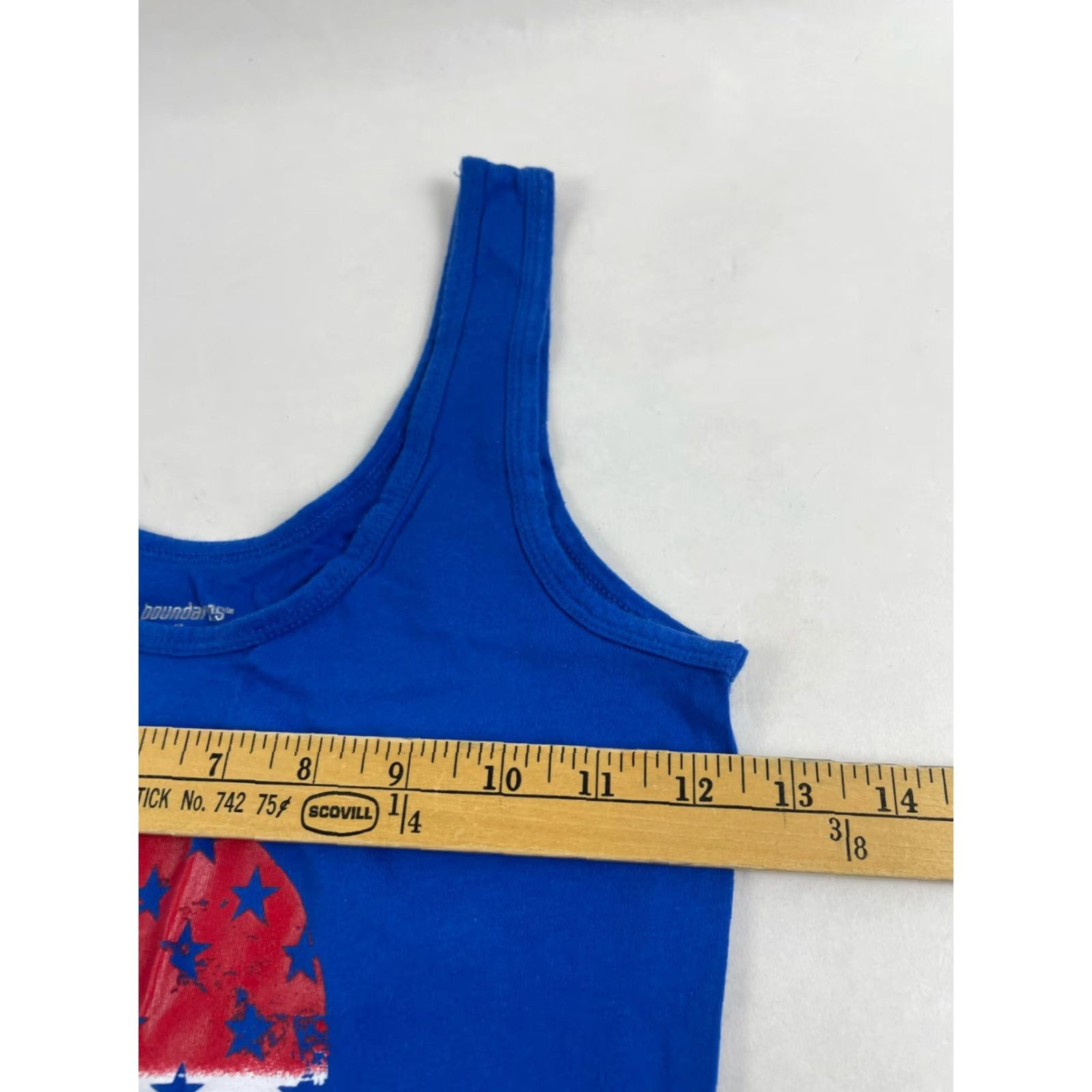 Vintage No Boundaries Tank Top Women's Medium Blue 4th of July Skull Casual Sleeveless Shirt Size M / US 6-8 / IT 42-44 - 4 Thumbnail