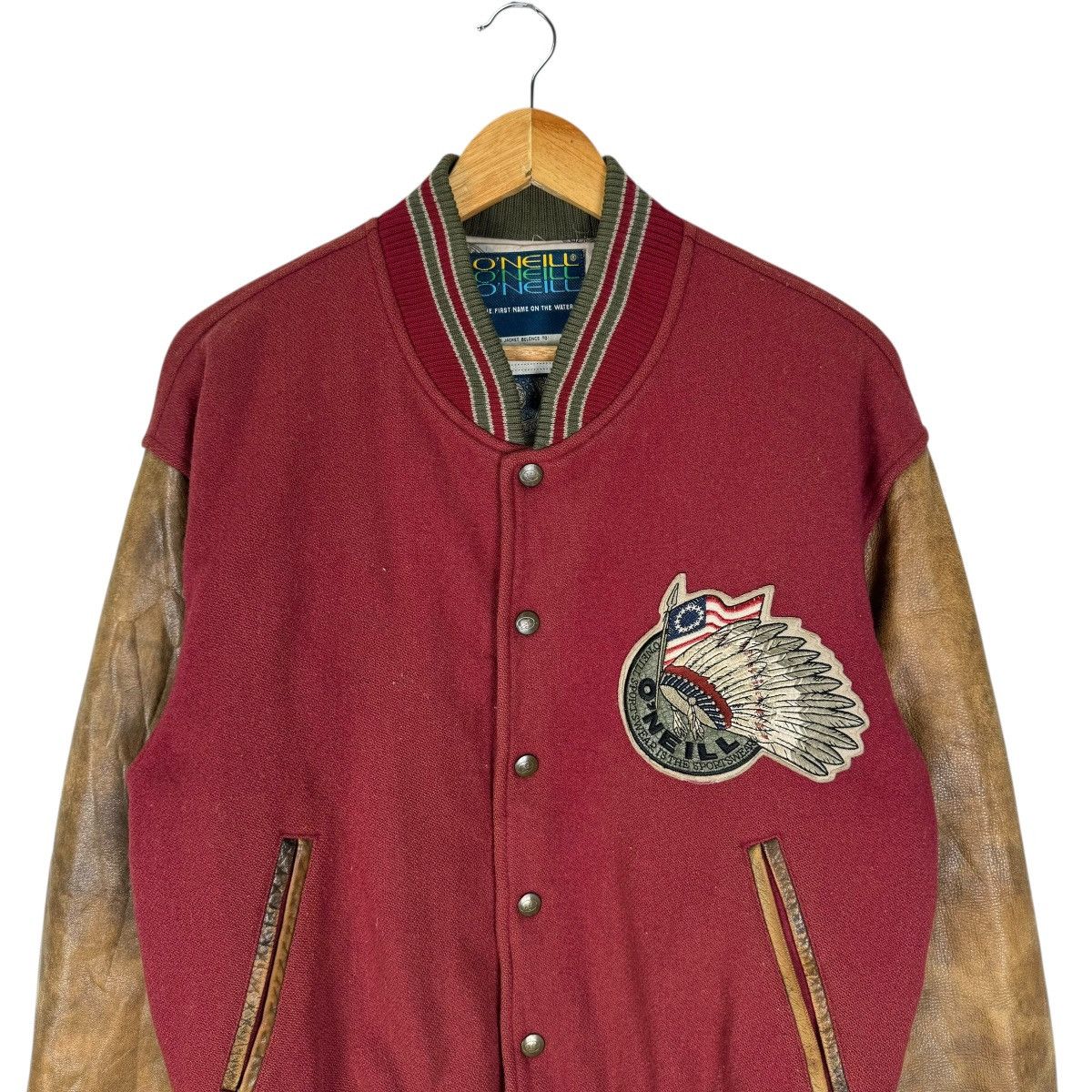 O'Neill ❄️90s ONEILL VARSITY LEATHER JACKET Size US L / EU 52-54 / 3 - 3 Thumbnail