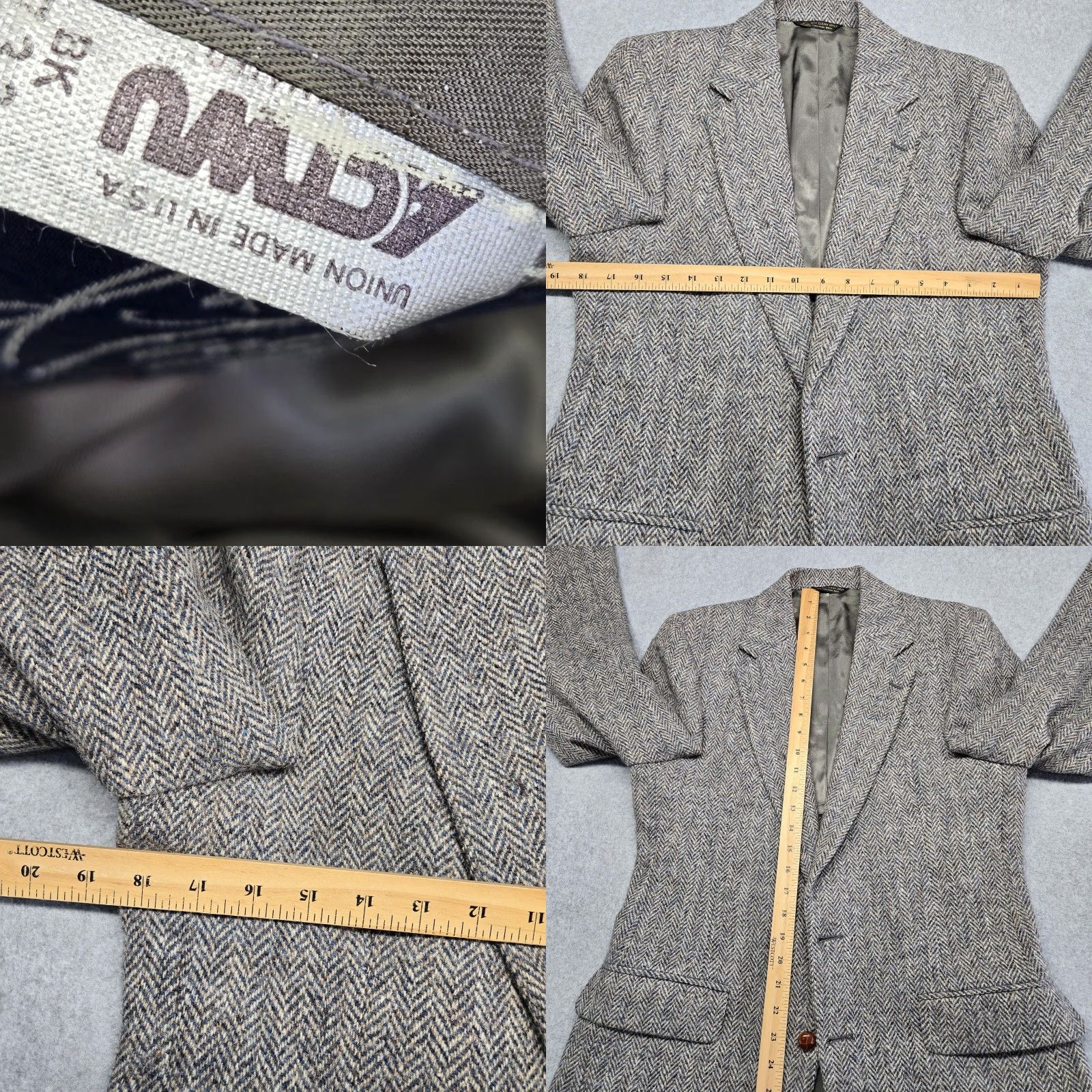 Harris Tweed Vintage Harris Tweed Sport Coat Gray Herringbone 40R Two-Button Notch Lapel Wool Blazer United States Mens Regular 2 Piece Jacket Coat Size 40R - 9 Thumbnail
