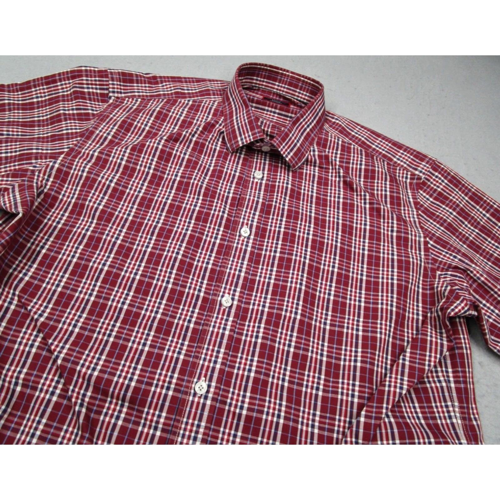 UNTUCKit UNTUCKit Mens Extra Large Red Chevalier Twill Button Up Long Sleeve Shirt Wrinkle Free Size US XL / EU 56 / 4 - 2 Thumbnail