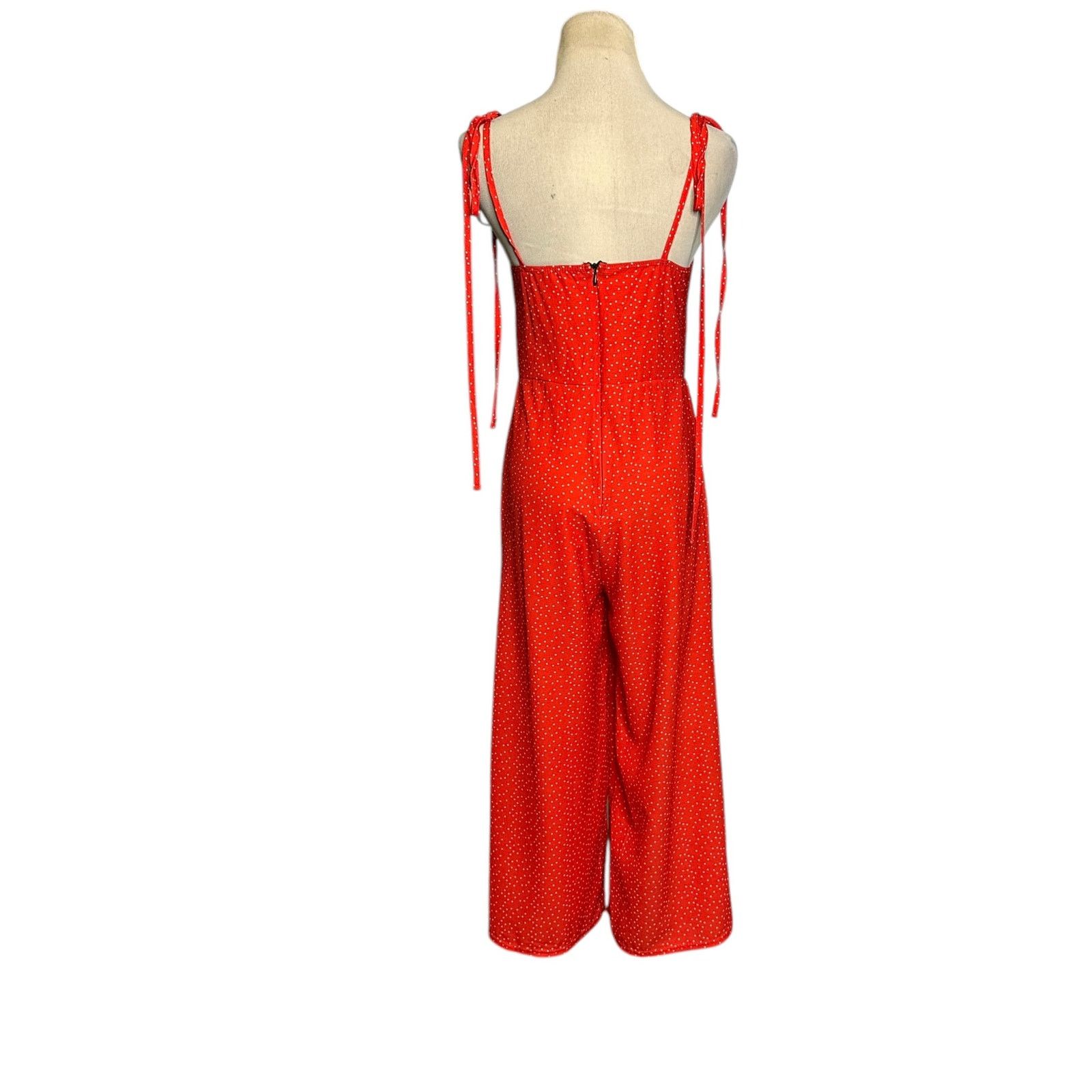 Boohoo Boohoo red white polka dots wide leg jumpsuit size 0 Size 25" / US 0 / IT 36 - 13 Thumbnail