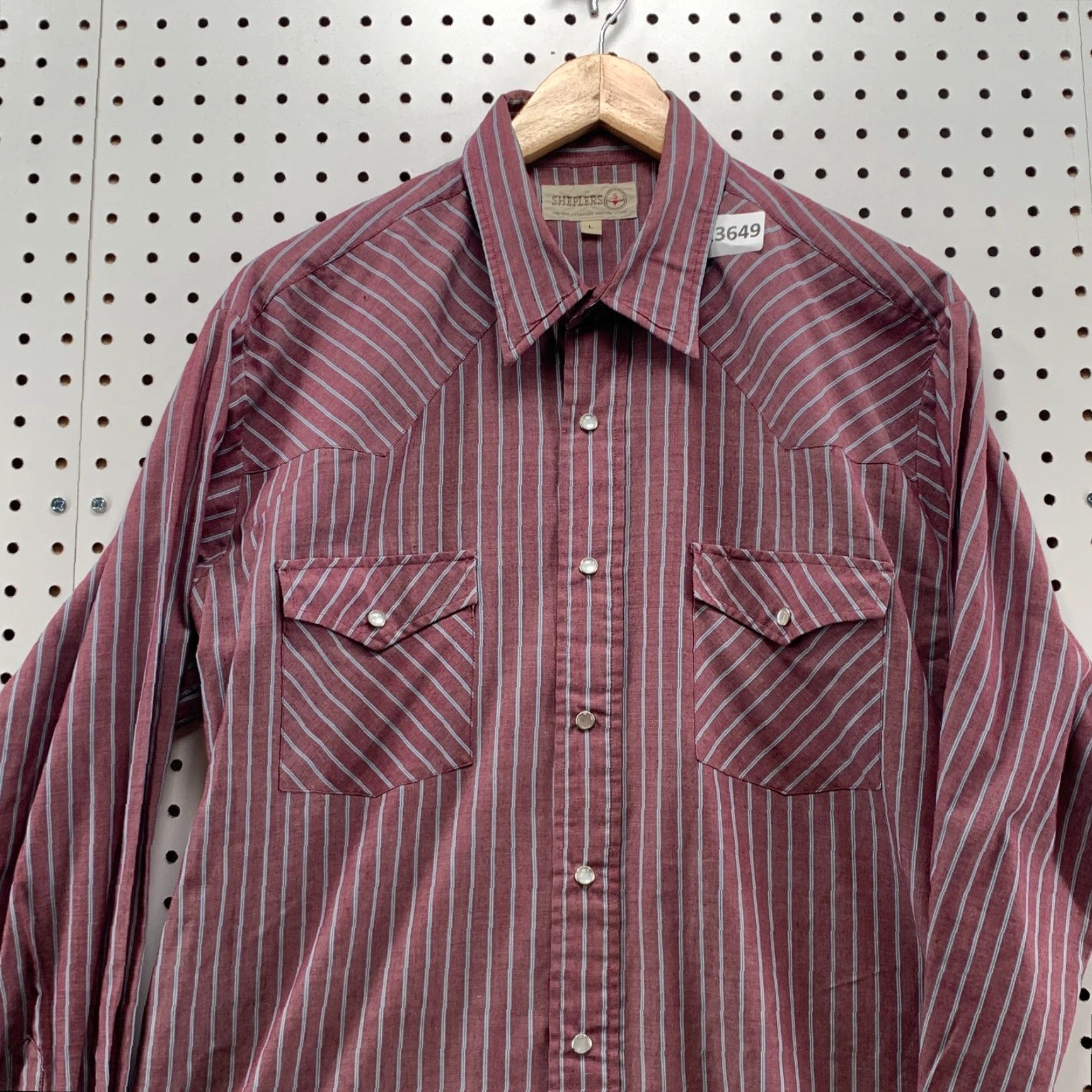 Vintage Sheplers Western Shirt Long Sleeve Red Gray Striped Size Large Mens Size US L / EU 52-54 / 3 - 6 Thumbnail