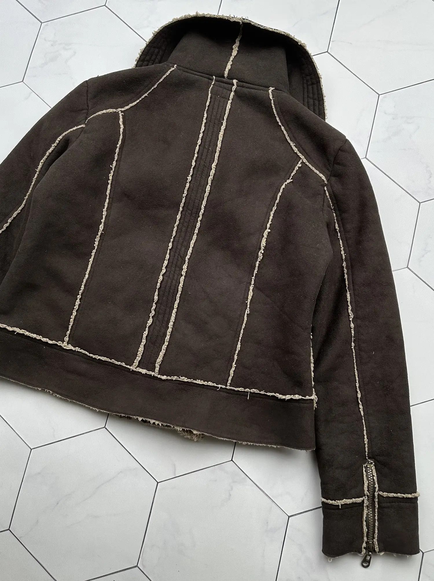 Japanese Brand Vintage Zipped Faux Sheepskin Jacket (B398)E2D15 Size M / US 6-8 / IT 42-44 - 7 Thumbnail