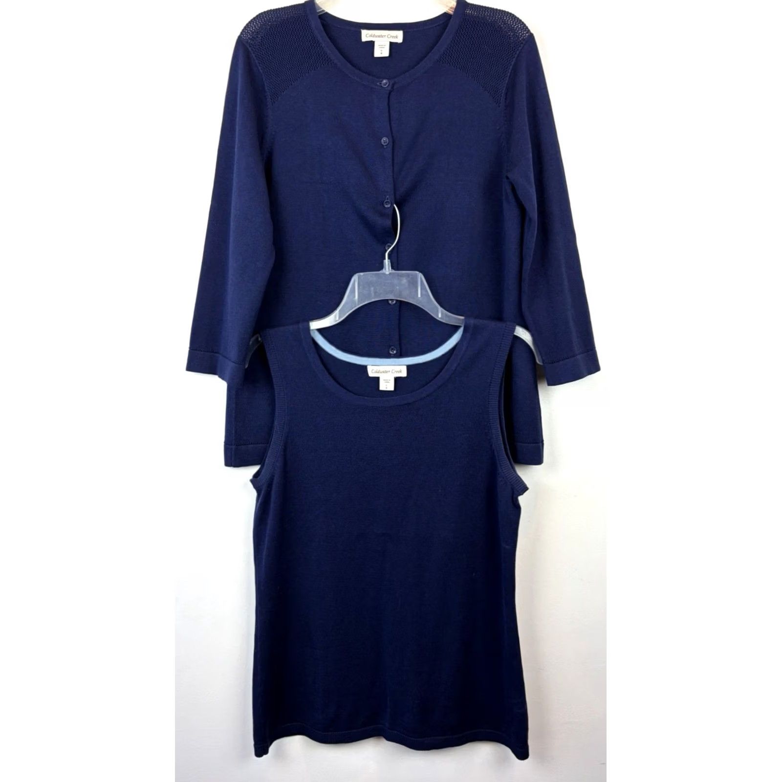 Coldwater Creek VINTAGE Coldwater Creek Silk Cotton 2 Pc Cardigan Sweater Twin Set Women Small Navy Blue Cardigan Sweater Womens Socks? Size S / US 4 / IT 40 - 2 Thumbnail