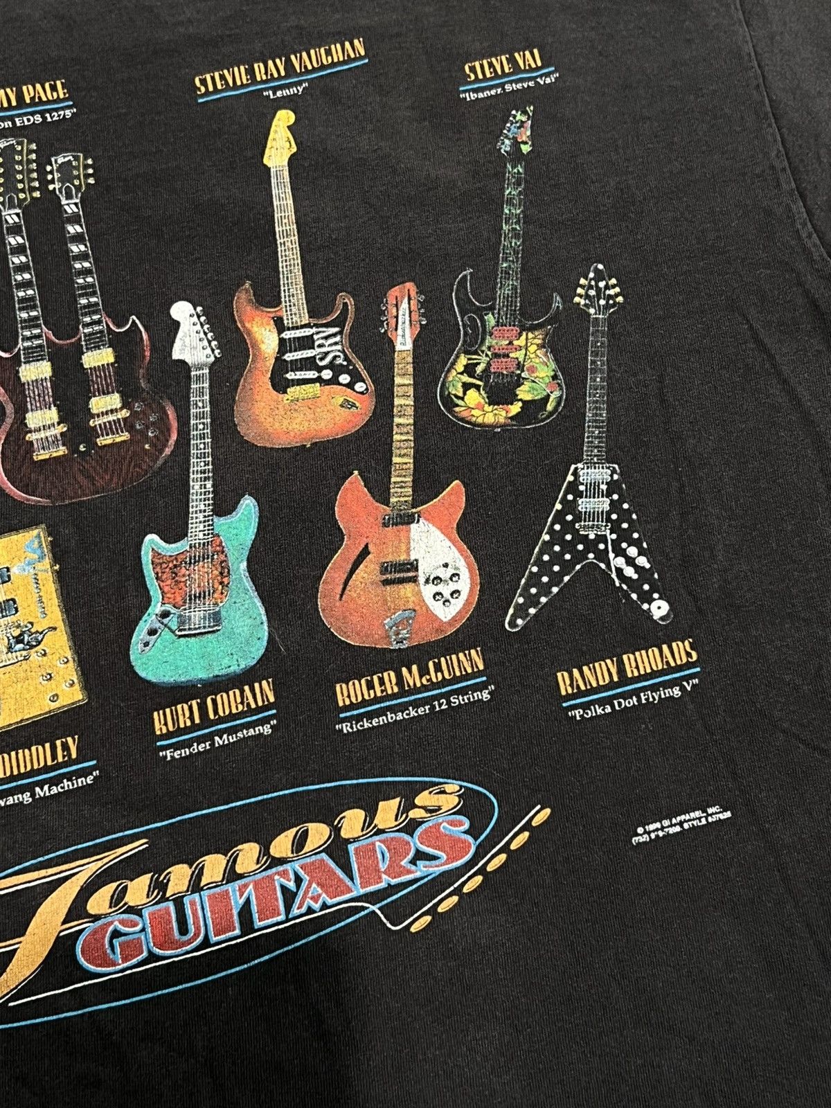 Vintage Vintage 1999 Faded Famous Guitars tee Size US XL / EU 56 / 4 - 8 Thumbnail