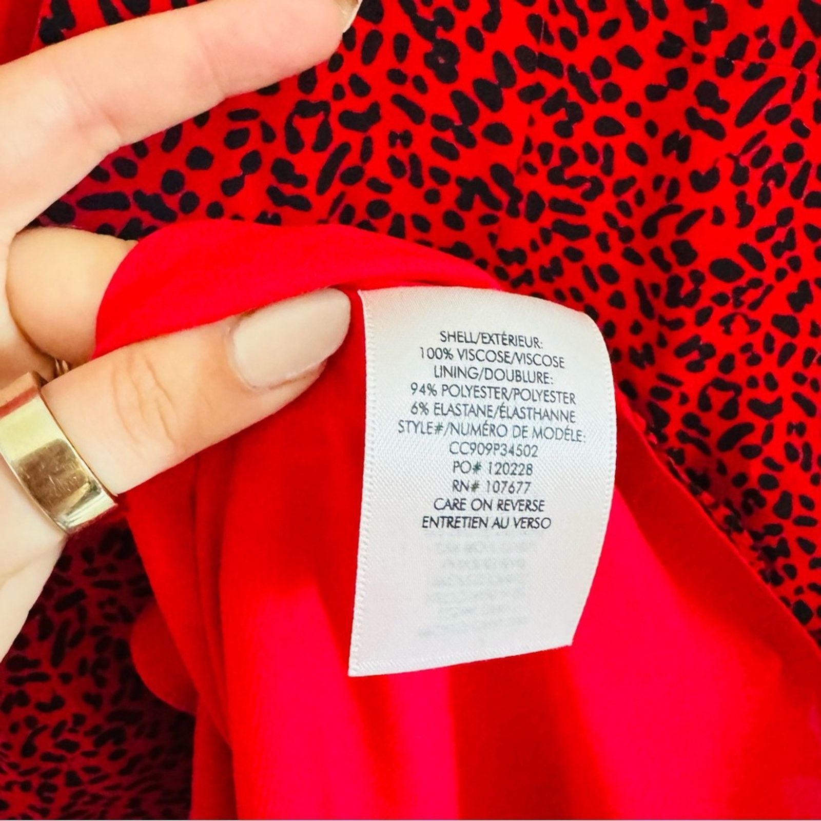 Alice + Olivia ALICE OLIVIA Red Black Polka Dot Silky VNeck Mini Dress 12 Size XL / US 12-14 / IT 48-50 - 10 Thumbnail