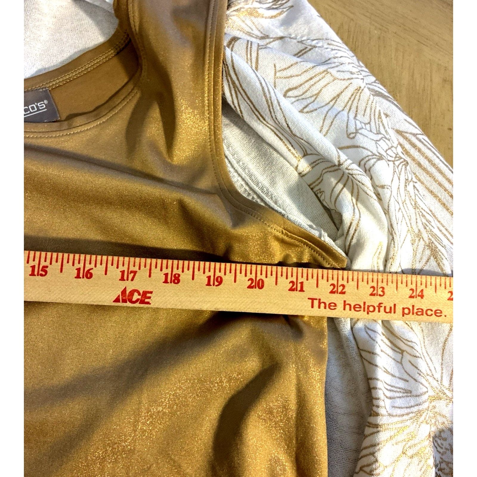 Chicos Chico's 2pc Set White Floral Cardigan Kimono Gold Metallic L Size XL / US 12-14 / IT 48-50 - 7 Thumbnail