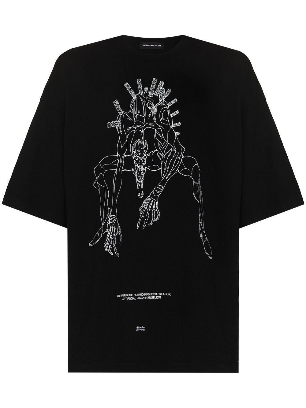 image of Undercover Evangelion Bigtee Eva02 Machine in Black, Men's (Size Large)