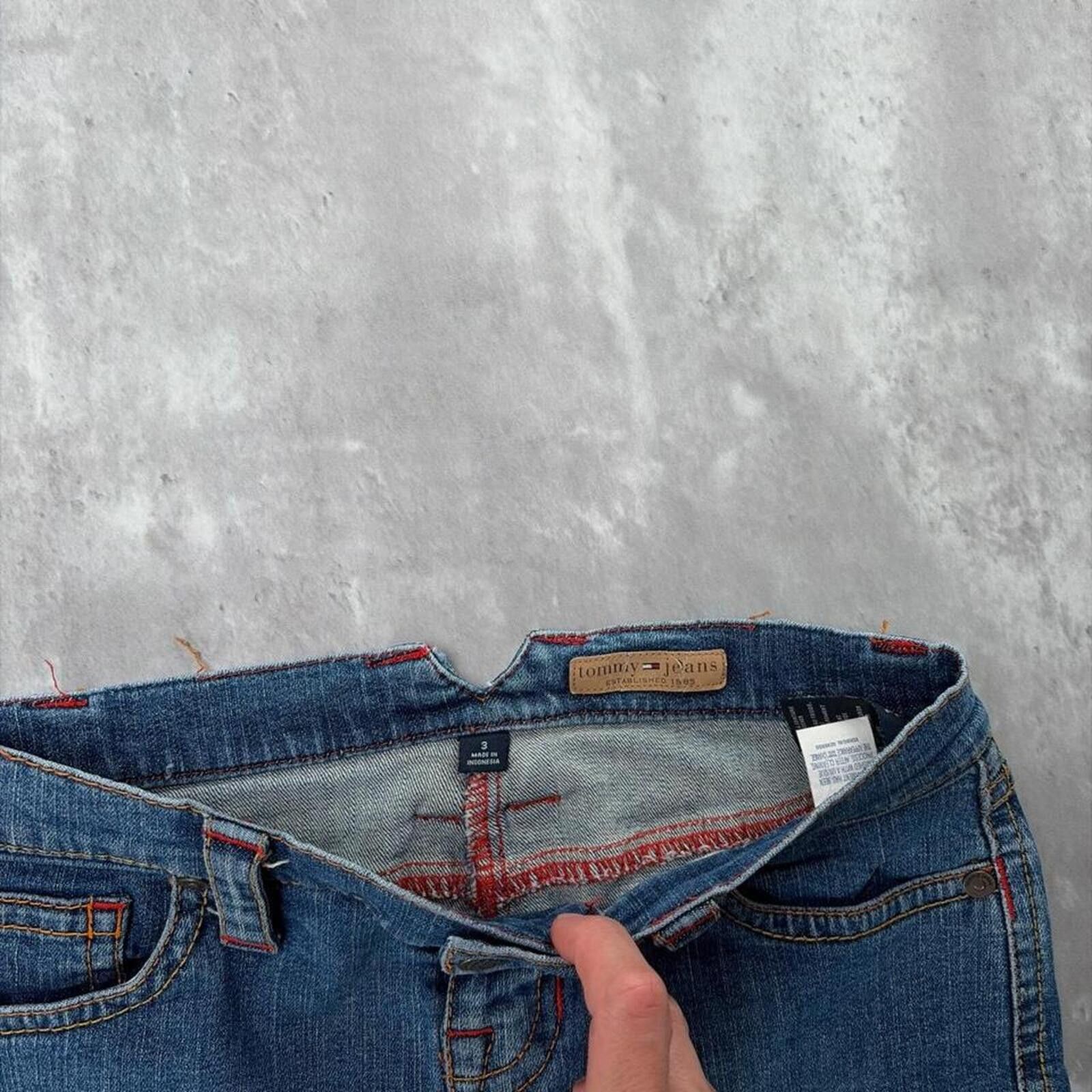 Tommy Hilfiger Y2K Blue Tommy Jeans Grunge Gothic Midi Denim Skirt Size 27" / US 4 / IT 40 - 5 Thumbnail