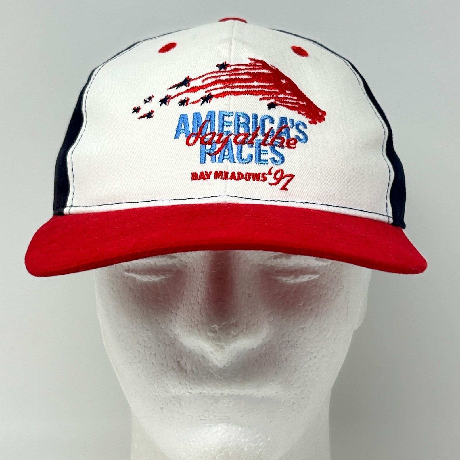 Vintage Vintage 90s Bay Meadows Racetrack Hat Baseball Cap Horse Size ONE SIZE - 2 Thumbnail