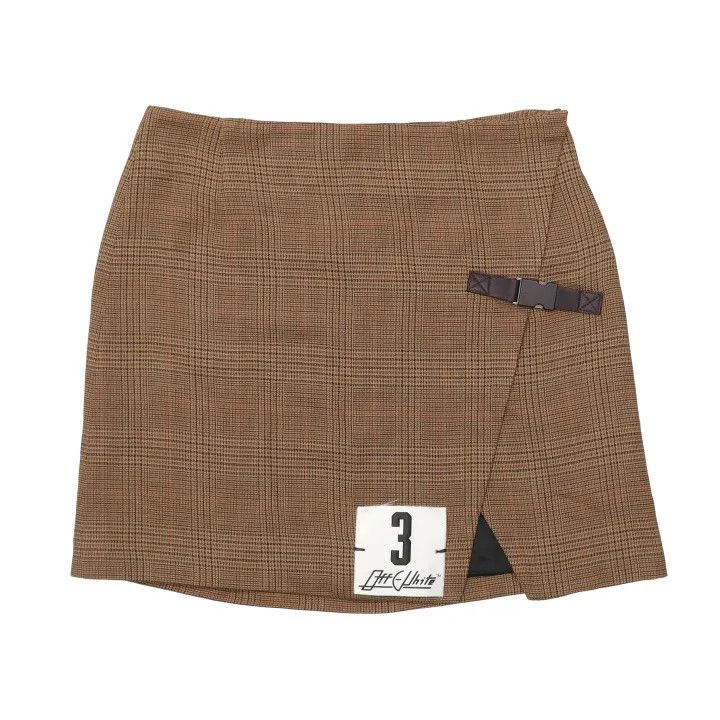 Off-White Off-White Brown Checked Mini Skirt 0079 Size US 44 / EU 60 - 1 Thumbnail