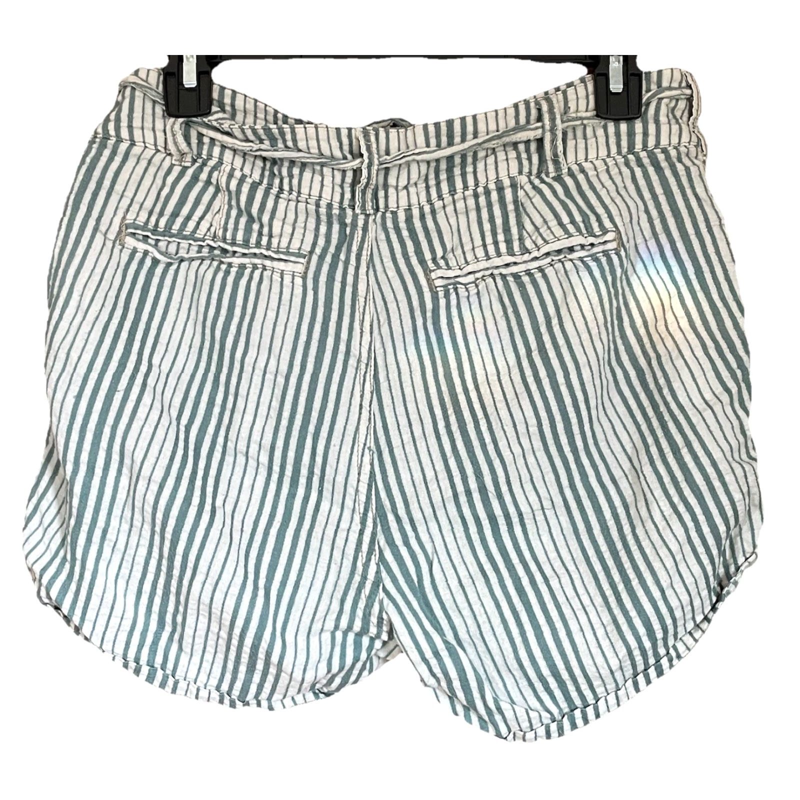 Free People VINTAGE Free People Shorts Womens 8 Green Stripe Button Coastal Scandi Summer Cotton 100% Cotton Boho Beach Size 30" / US 8 / IT 44 - 4 Thumbnail
