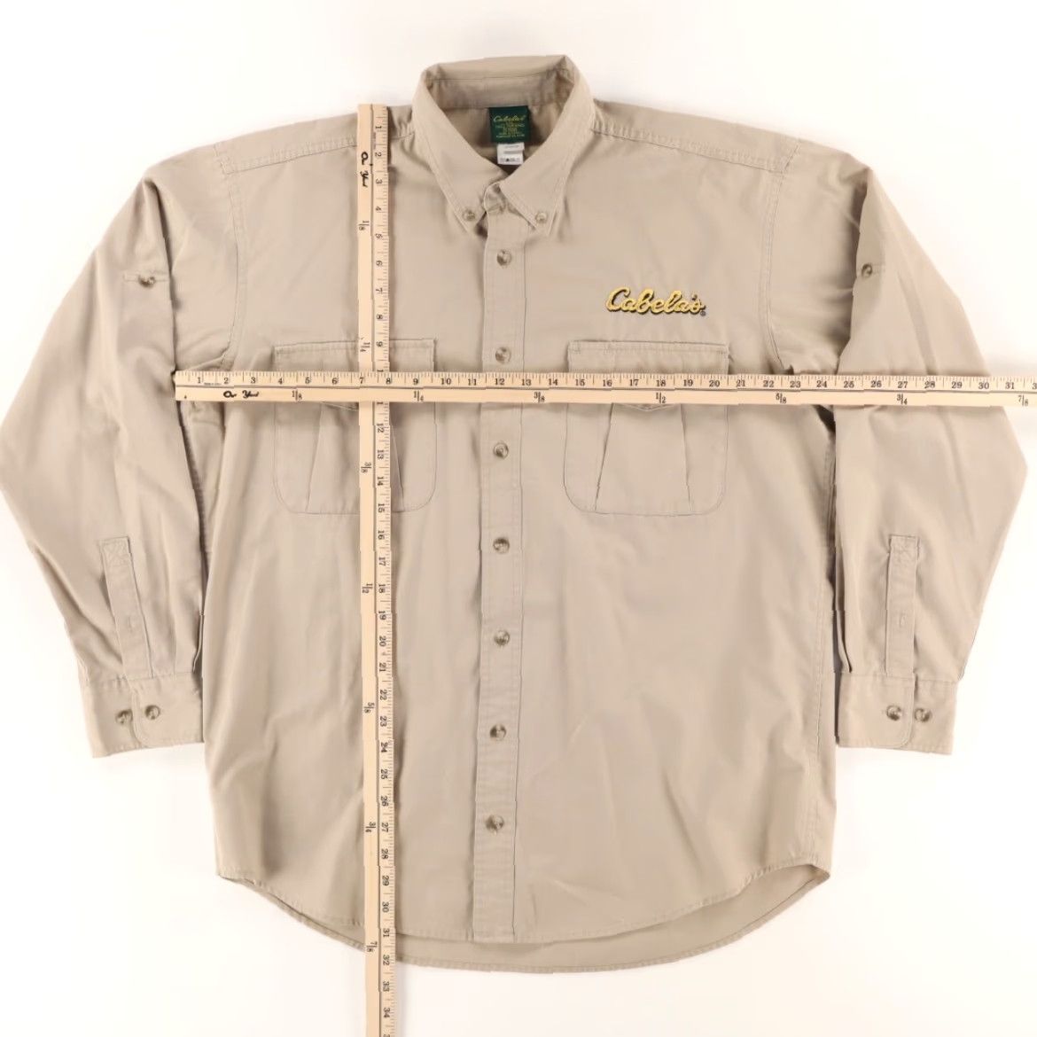 Vintage Cabelas Outfitter Employee Cotton Blend Solid Long Sleeve Button Down Shirt Tan Mens LT Size US L / EU 52-54 / 3 - 3 Thumbnail
