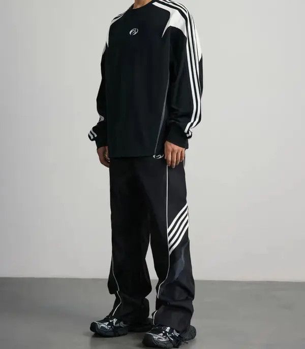 Japanese Brand Retro side striped casual straight sports trousers Size US 32 / EU 48 - 4 Thumbnail
