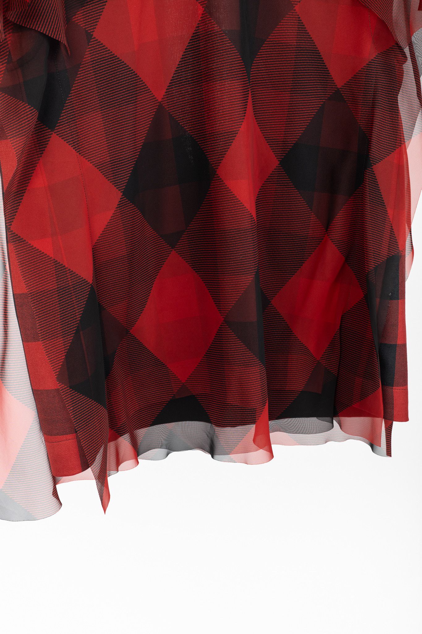 Sacai Sacai R/22 Red & Black Buffalo-Plaid Chiffon Blouse Size M / US 6-8 / IT 42-44 - 6 Thumbnail