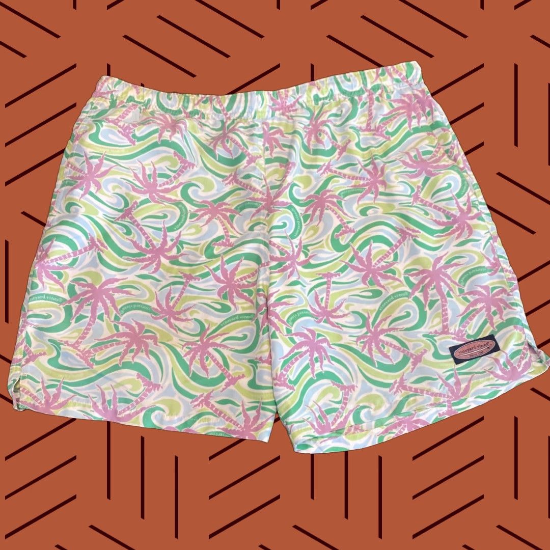 Vineyard Vines Vineyard Vines Swim Trunks Mens Large Floral Palm Trees Lined Beach Shorts Bottom Multicolor Beach Mens L Size US 33 - 1 Thumbnail