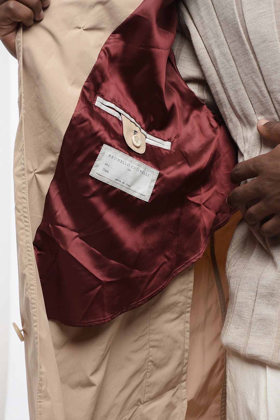 Brunello Cucinelli og1mm0725 Nylon Trench Coat in Beige Size US M / EU 48-50 / 2 - 5 Thumbnail