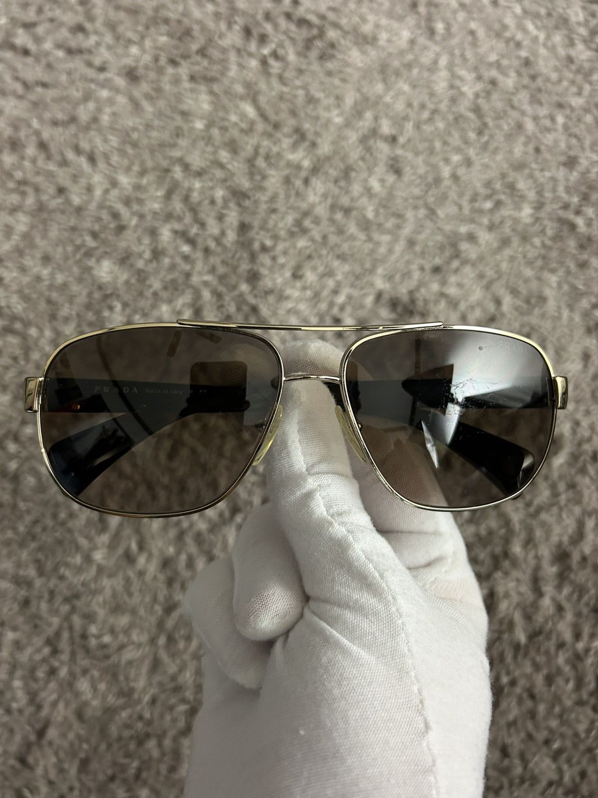 Prada Prada SPR52 P Logo Sunglasses Size ONE SIZE - 4 Thumbnail