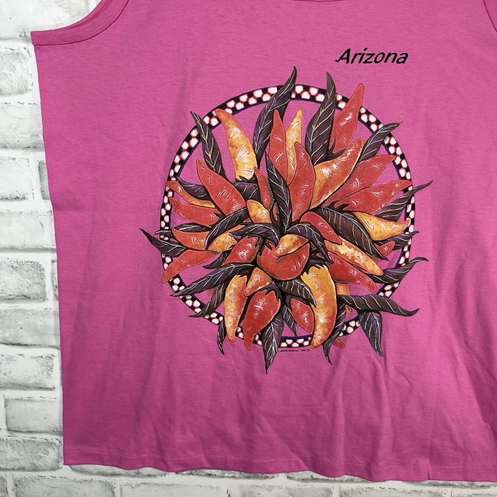 Anvil VINTAGE Anvil Pink Arizona Flower Graphic Muscle Shirt XL USA Mens Size US XL / EU 56 / 4 - 3 Thumbnail