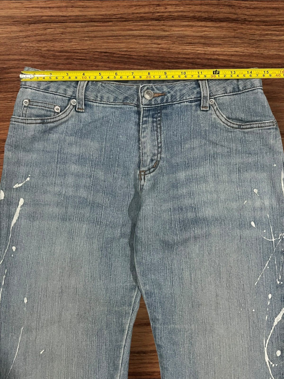 Hysteric Glamour × Japanese Brand × Tornado Mart Japanese Brand Paint Splattered Blue Wash Retro Flare Jeans Size US 29 - 12 Thumbnail