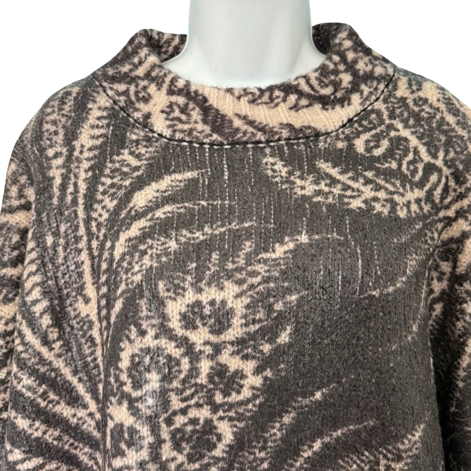 Etro Etro Brown Cream Foliage Oversize Coated Wool Sweater 40 / M Size M / US 6-8 / IT 42-44 - 11 Thumbnail