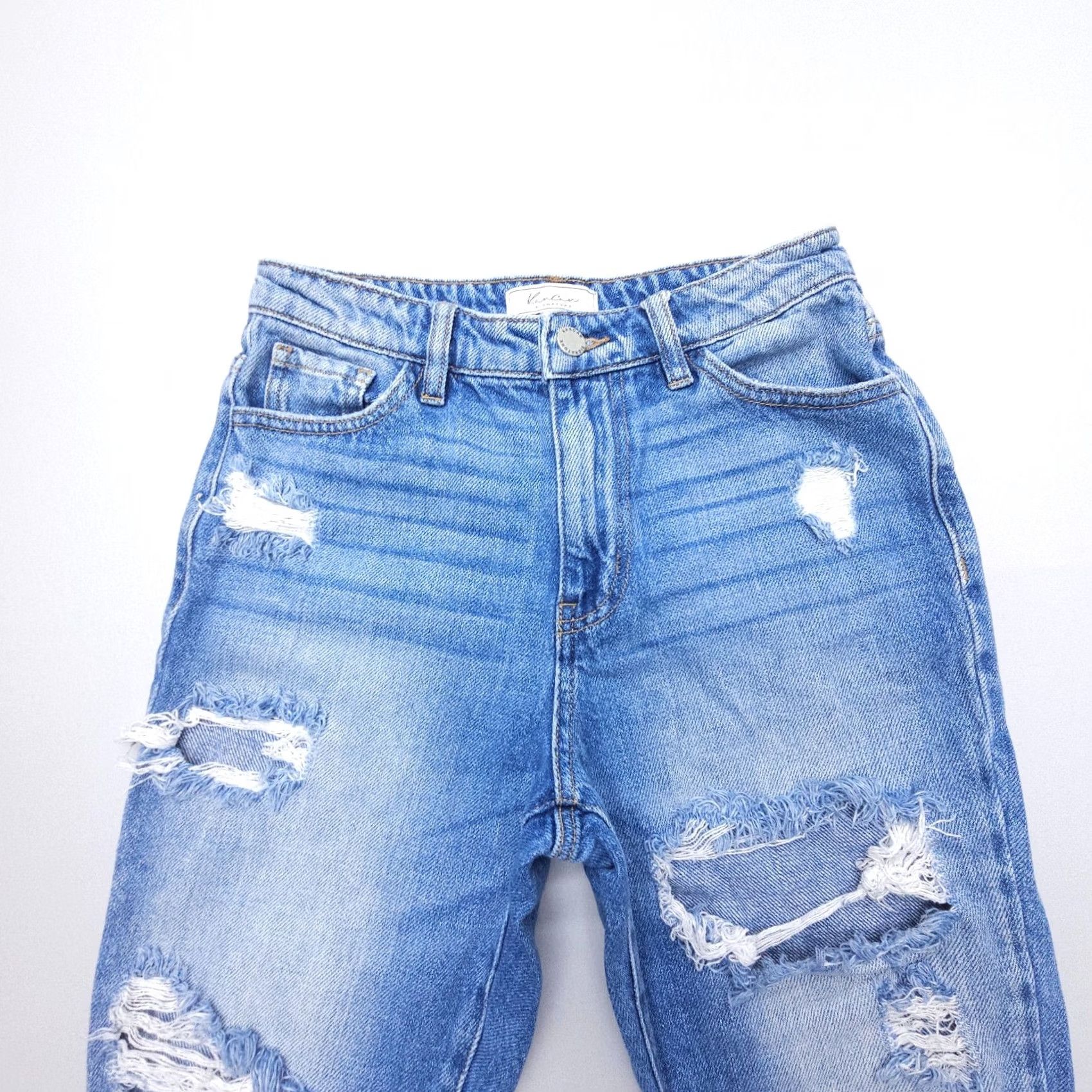 Vintage KanCan Jeans Ultra High Rise Straight 24 x 28 Blue 100% Cotton Womens Size 42" / US 20 - 4 Thumbnail
