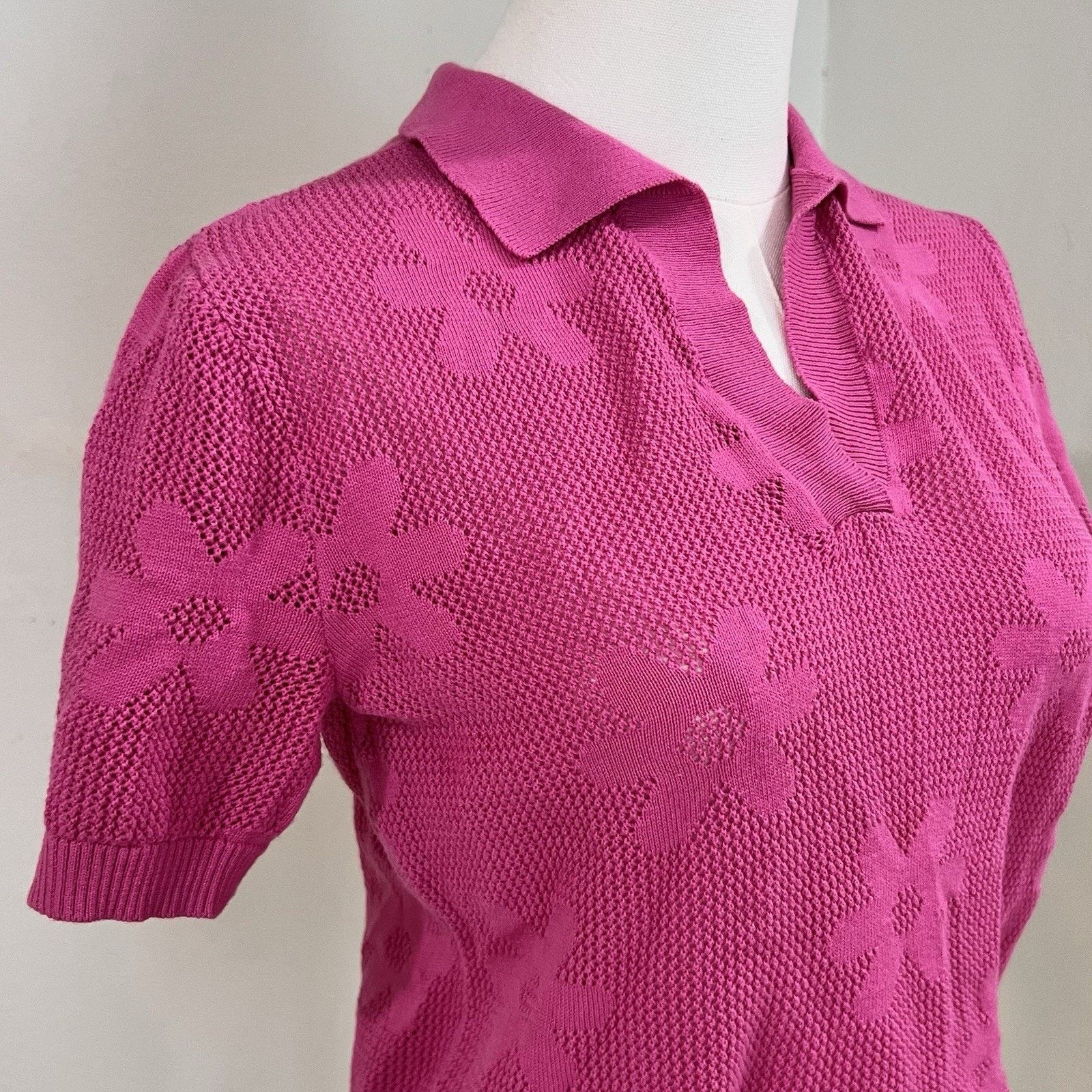 Beach Riot BEACH RIOT Liliana Polo Top XS Floral Pink Resort Preppy Size XS / US 0-2 / IT 36-38 - 3 Thumbnail