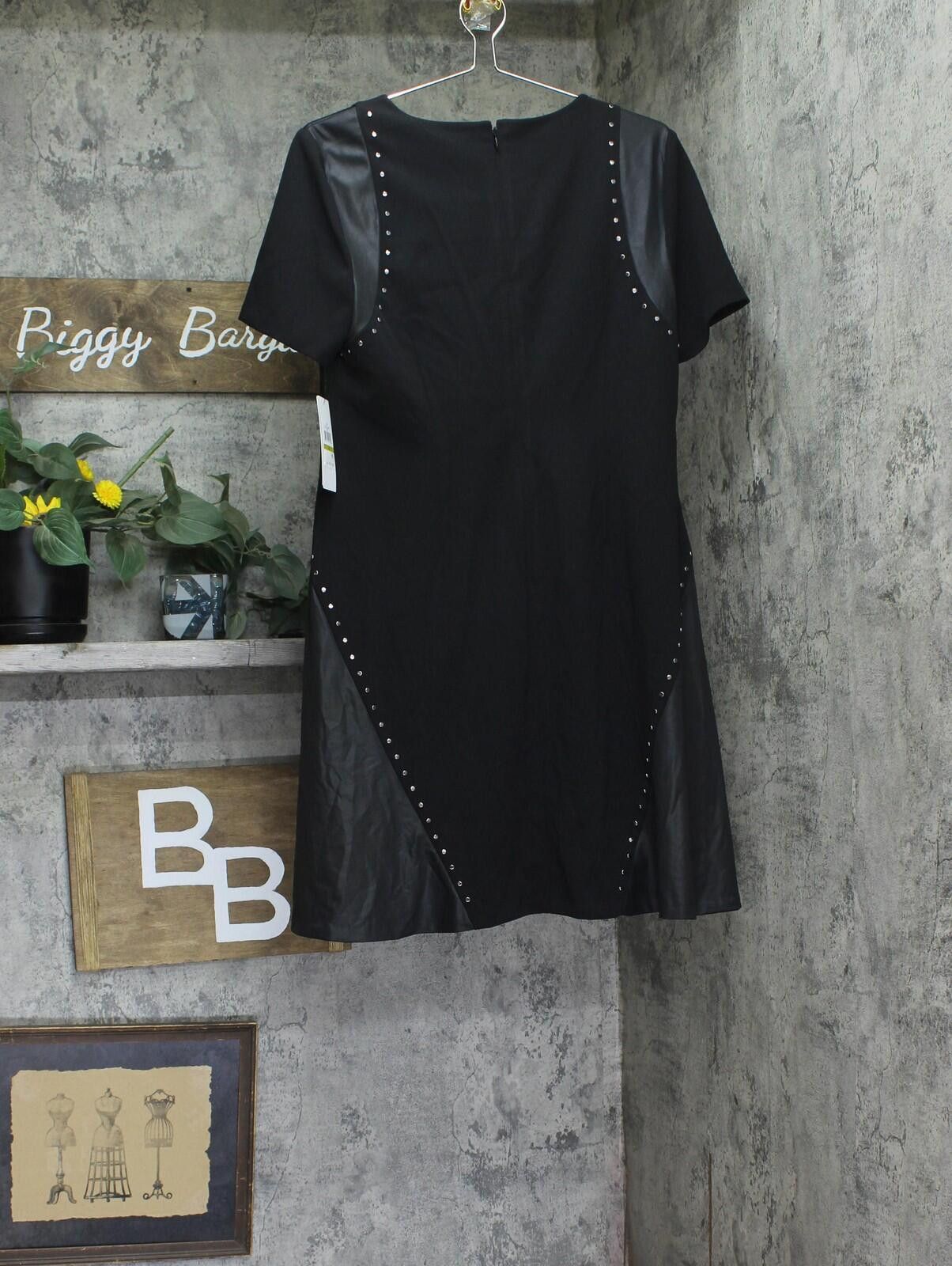 DKNY Nwt Dkny Sleeve Leather Detail Flare Sheath Dress Black 14 Size XL / US 12-14 / IT 48-50 - 2 Thumbnail