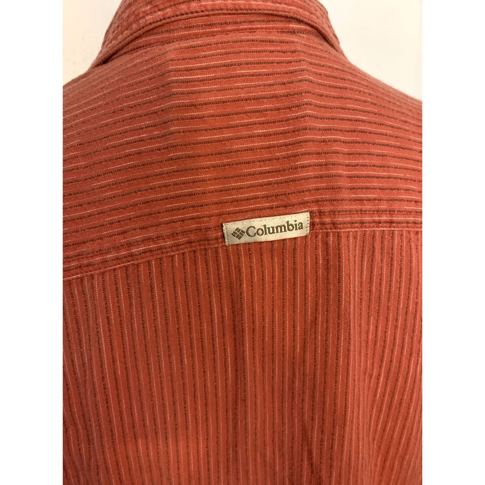 Vintage Columbia Womens Button Up 3/4 Sleeve Orange Striped Shirt L SZL #204 Shirt Mens? Size L / US 10 / IT 46 - 4 Thumbnail