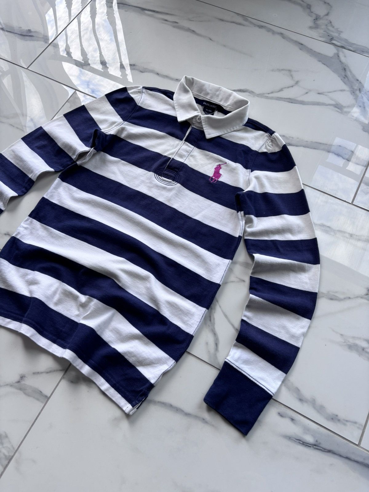 Rugby Ralph Lauren Vintage Polo Ralph Lauren Striped Rugby Sweatshirt Polo 00’s Size M / US 6-8 / IT 42-44 - 2 Thumbnail