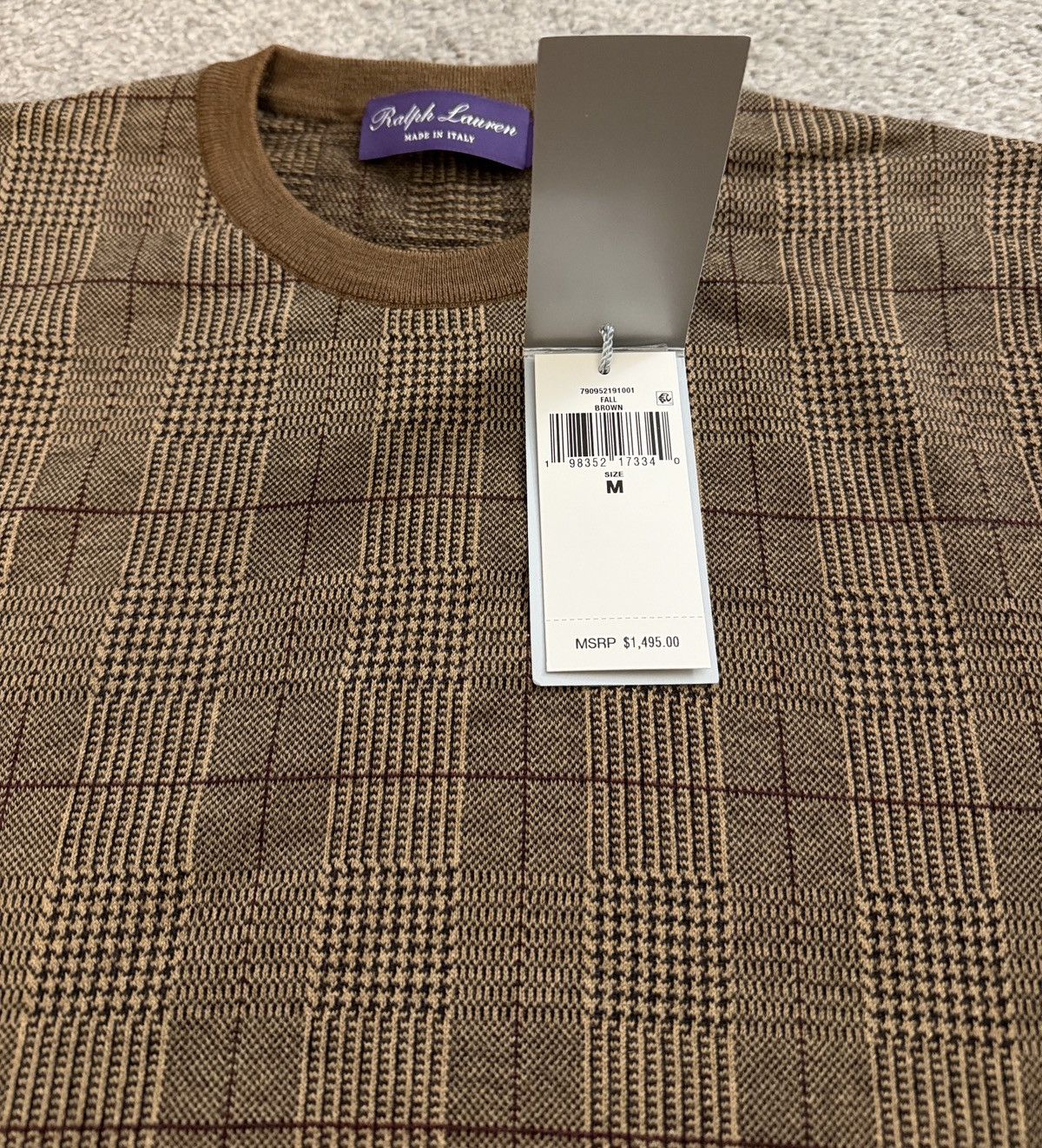 Ralph Lauren Purple Label Ralph Lauren Purple Label Glen Plaid Cashmere-blend Sweater Size US M / EU 48-50 / 2 - 5 Thumbnail