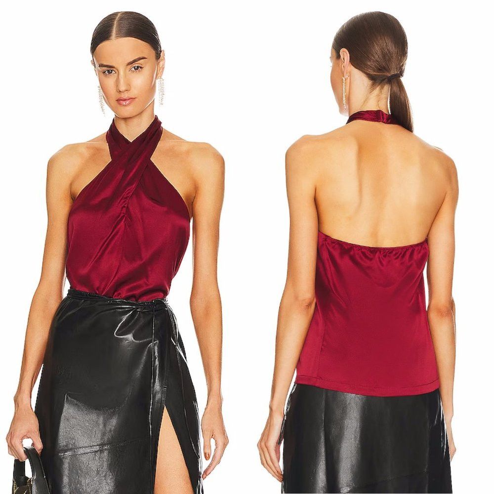 Theory NWT New $255 Theory Silk Red Satin Halter Top Size S Size S / US 4 / IT 40 - 1 Thumbnail