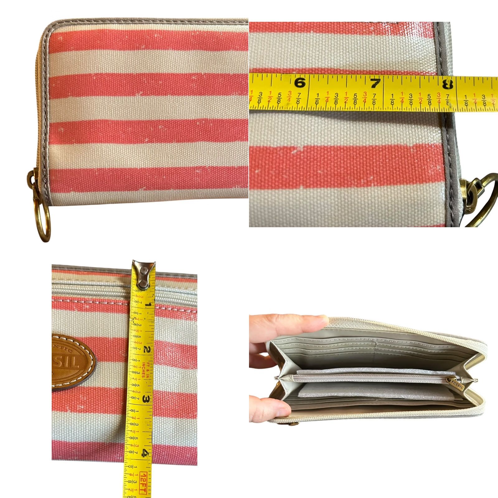 Fossil Fossil Wallet Women’s Full Zip Coral Multi Pink Striped NWOT W/Defects Size ONE SIZE - 9 Thumbnail