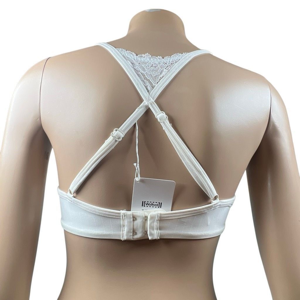 Wolford NWT Wolford Rachel Pinstripe Lace Back Push-Up Bra Ecru Whit Size ONE SIZE - 7 Thumbnail