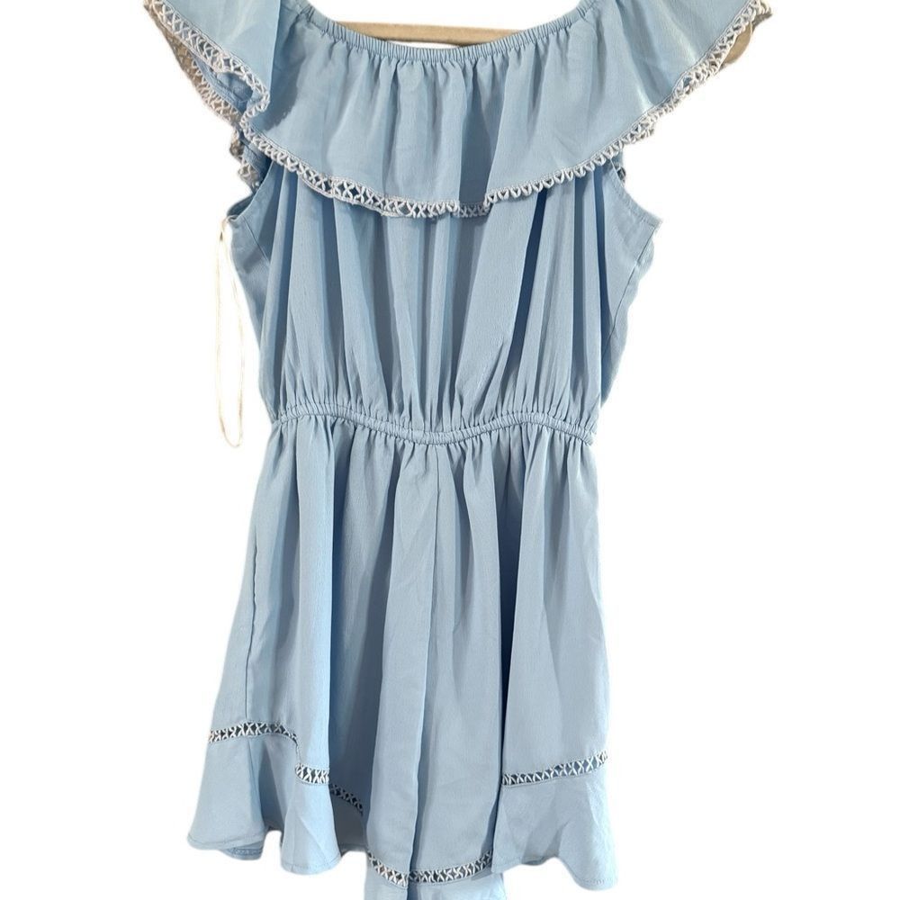 Other Blue Ruffled Tie Front Jumpsuit Size S / US 4 / IT 40 - 3 Thumbnail