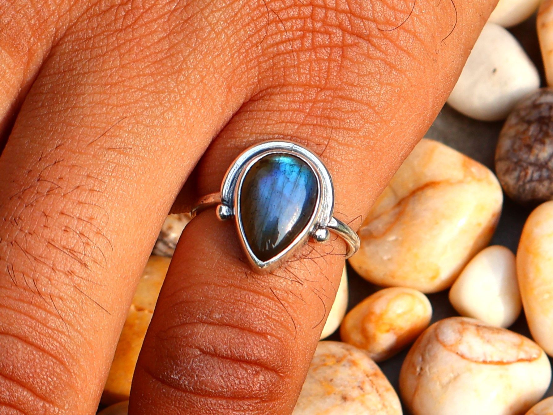 Handmade Natural Labradorite Ring, Handmade Ring, 925 Sterling Silver Size ONE SIZE - 7 Thumbnail