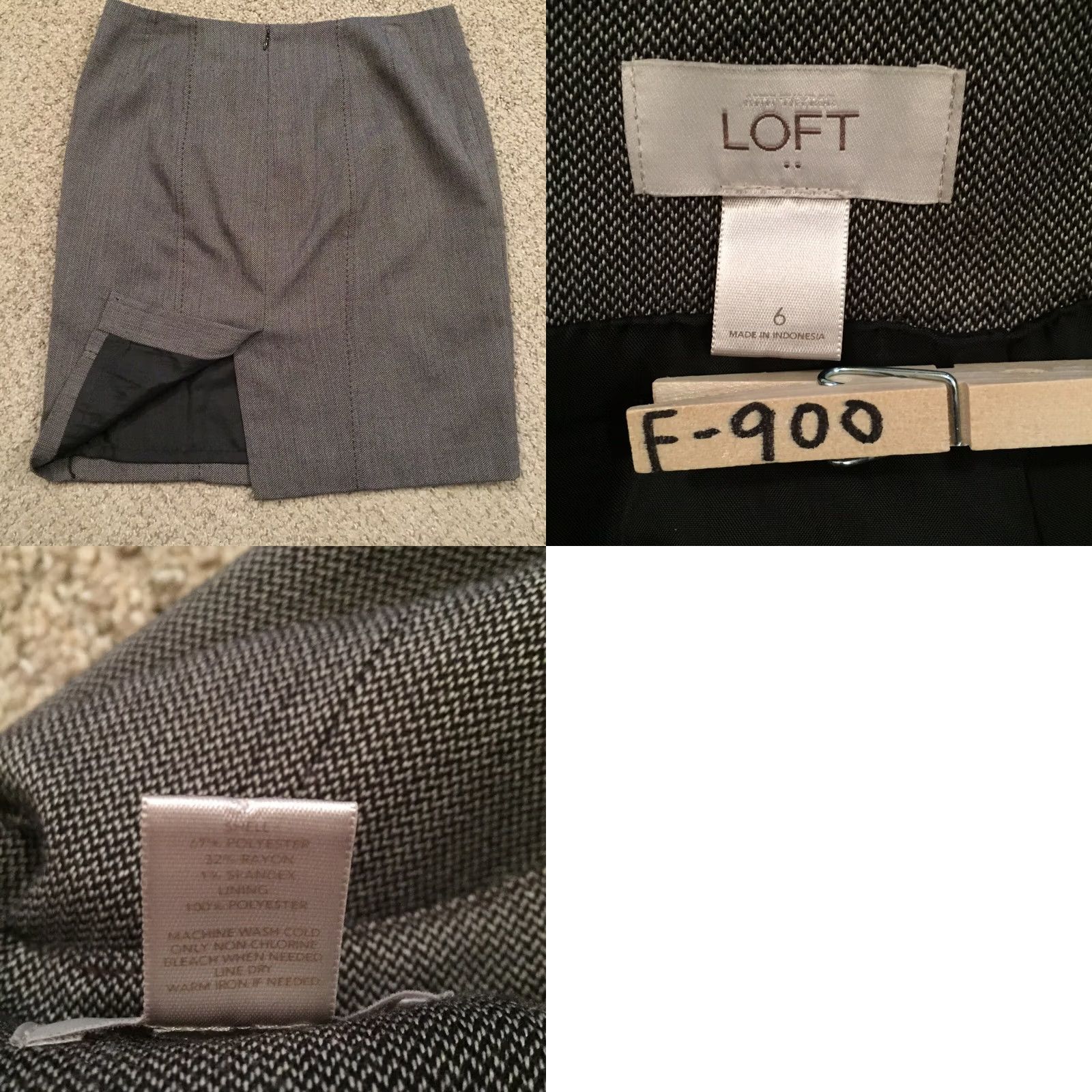 Loft LOFT Skirt Women Gray Pencil Knee Length Size 6 Lined Business Herringbone Size 28" / US 6 / IT 42 - 8 Thumbnail