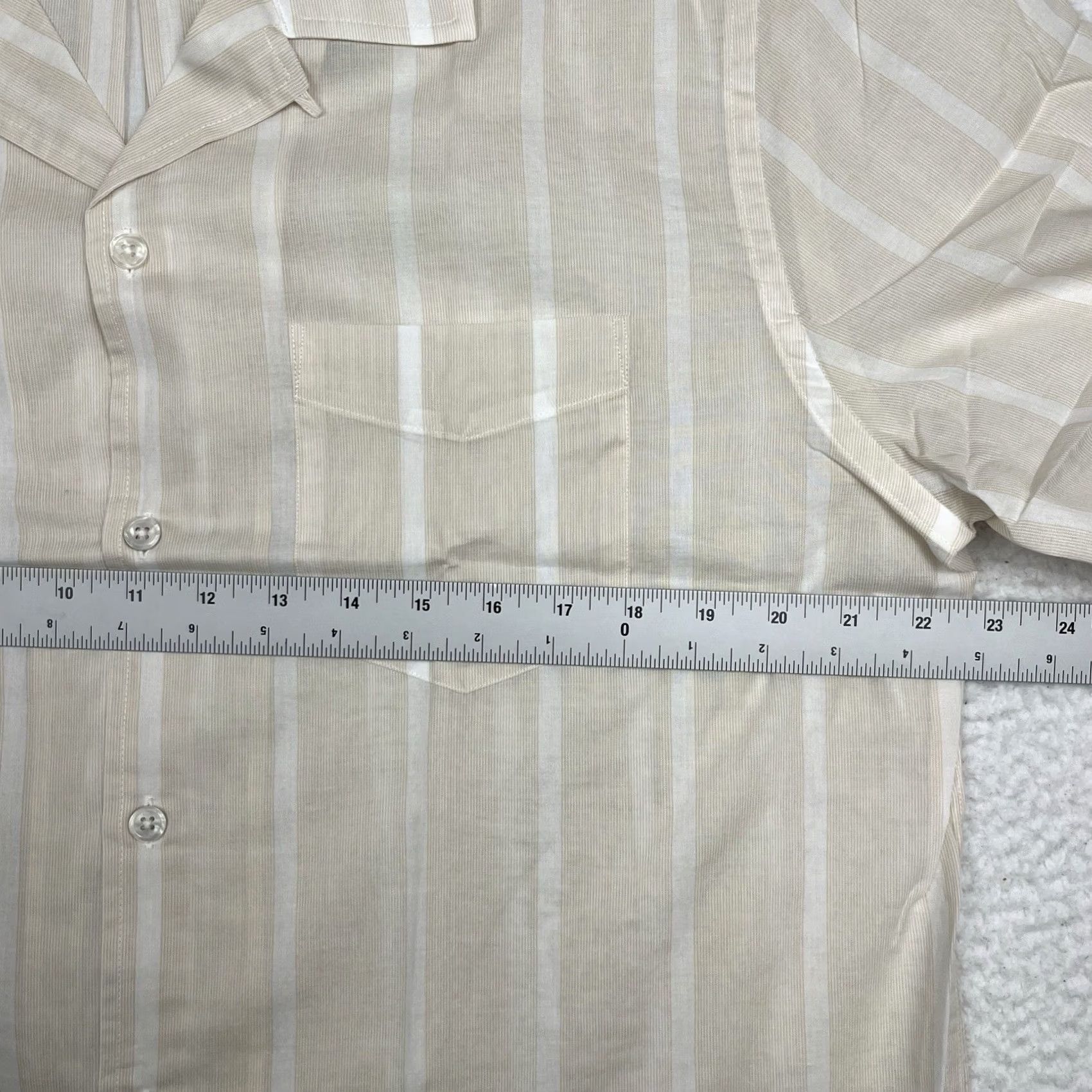 Todd Snyder Todd Snyder Shirt Camp Collar Solid Short Sleeve Button-Up Ivory Stripe XL Mens Beige Cotton Casual Shirt Size US XL / EU 56 / 4 - 3 Thumbnail