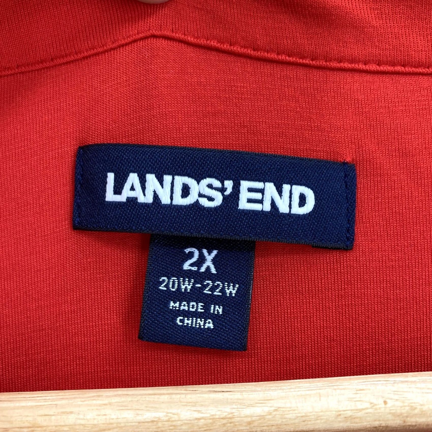 Lands' End Lands' End Shirt Womens 2X Red Button Front Long Sleeve Chest Pockets Lagenlook Size XXL / US 16-18 / IT 52-54 - 4 Thumbnail