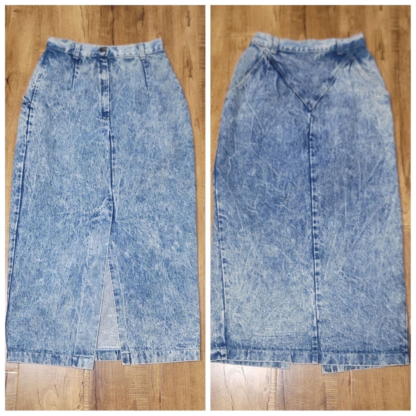 The Unbranded Brand Vtg Candie's Acid Washed Denim Pencil Skirt Size 24" / US 00 / IT 34 - 1 Thumbnail