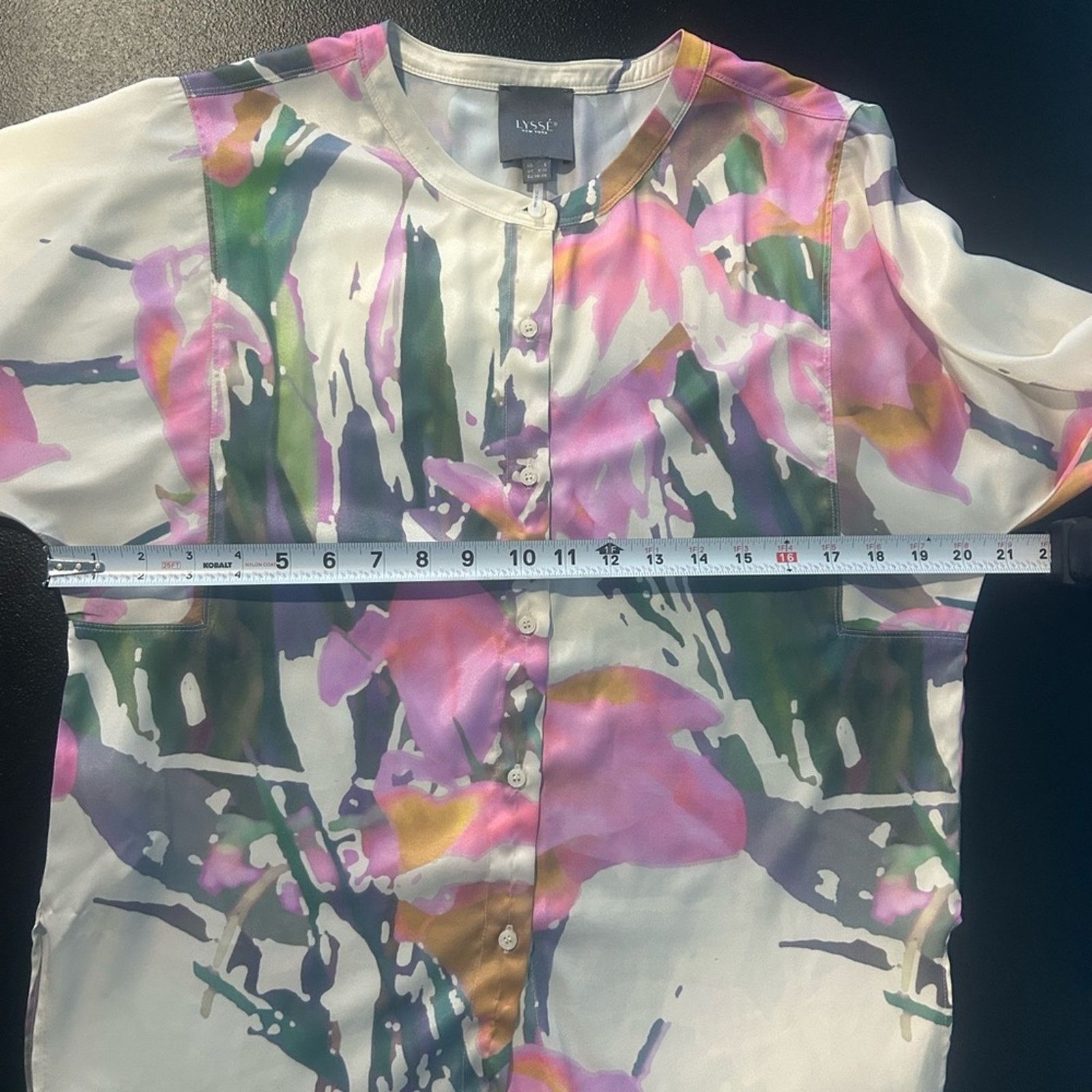 Other Lyssé Viviana Satin Blouse Top Jazzy Floral Watercolor S Size S / US 4 / IT 40 - 8 Thumbnail