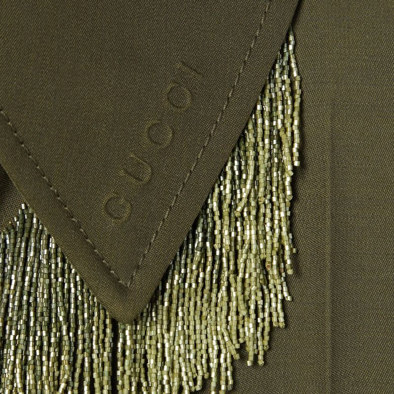 Gucci o1la5ras0526 Wool Coat With Beaded Fringe in Green Size XS / US 0-2 / IT 36-38 - 5 Thumbnail