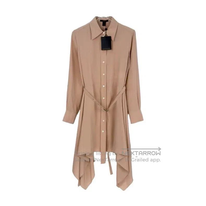 Louis Vuitton Louis Vuitton Light Pink Metallic Belt Mulberry Silk Dress Size XS / US 0-2 / IT 36-38 - 1 Thumbnail