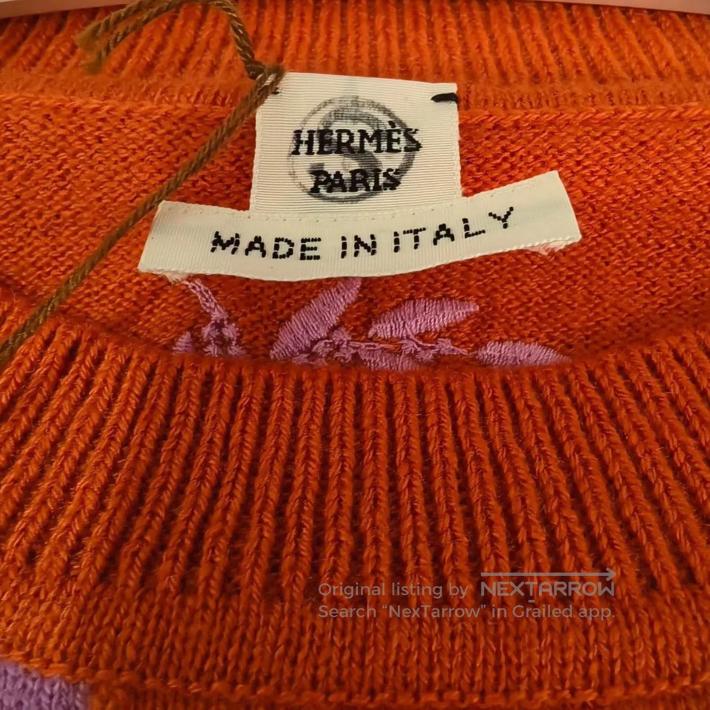 Hermes Hermes Orange and Pink Color-Block Cashmere Knit Sweater| Size XXS / US 00 / IT 34 - 3 Thumbnail