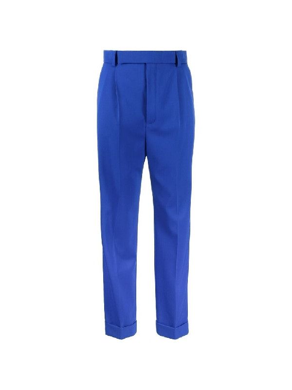 Saint Laurent Paris o1s1wg111024 Loose-Fit Pants in Gabardine in Blue Size 27" / US 4 / IT 40 - 1 Thumbnail