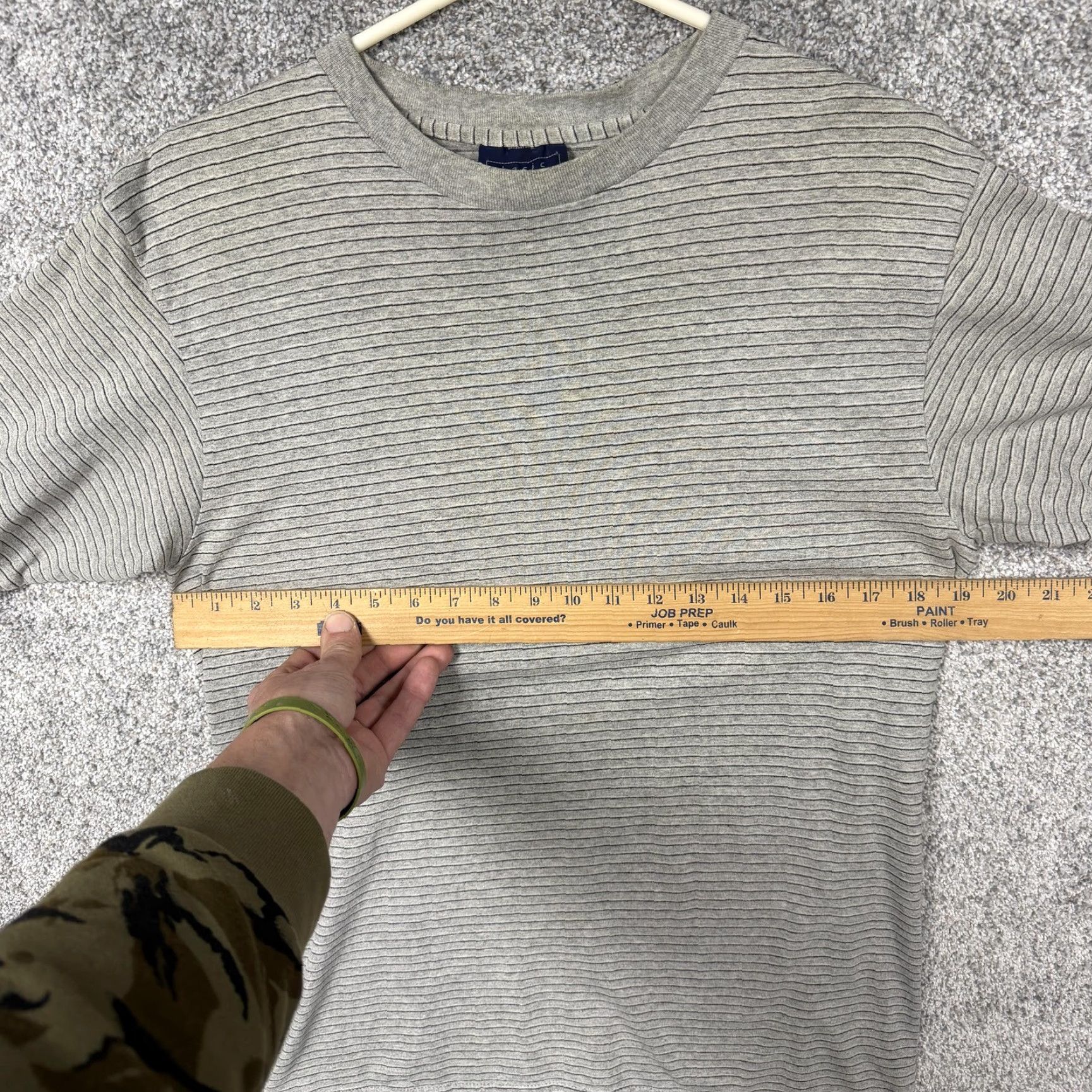 Basic Editions VINTAGE 90s Basic Editions Shirt Mens Small Gray Striped Crewneck Knit Streetwear Shirt Size US S / EU 44-46 / 1 - 3 Thumbnail