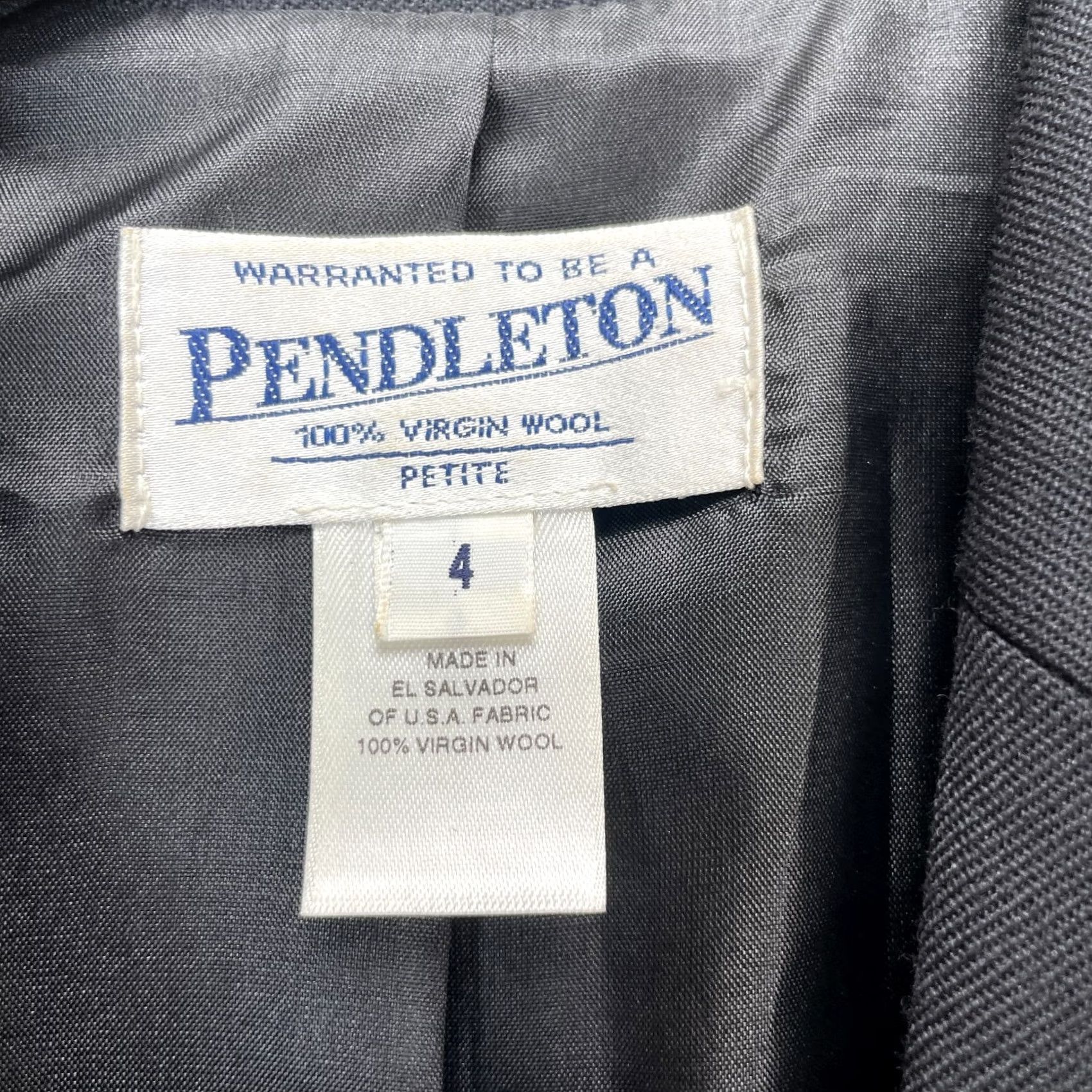 Pendleton VINTAGE Pendleton Blazer Jacket Womens 4 Petite Black Wool Lined Single-Breasted Notch Lapel 3-Button Chest 36in Short Front Button One-Button Size S / US 4 / IT 40 - 3 Thumbnail