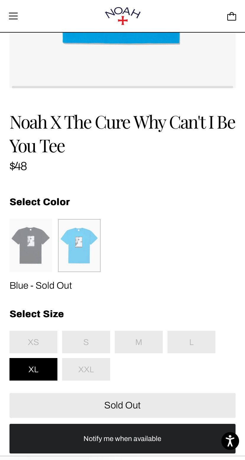 Noah Noah x the cure why can’t I be you tee blue XL Size US XL / EU 56 / 4 - 7 Thumbnail