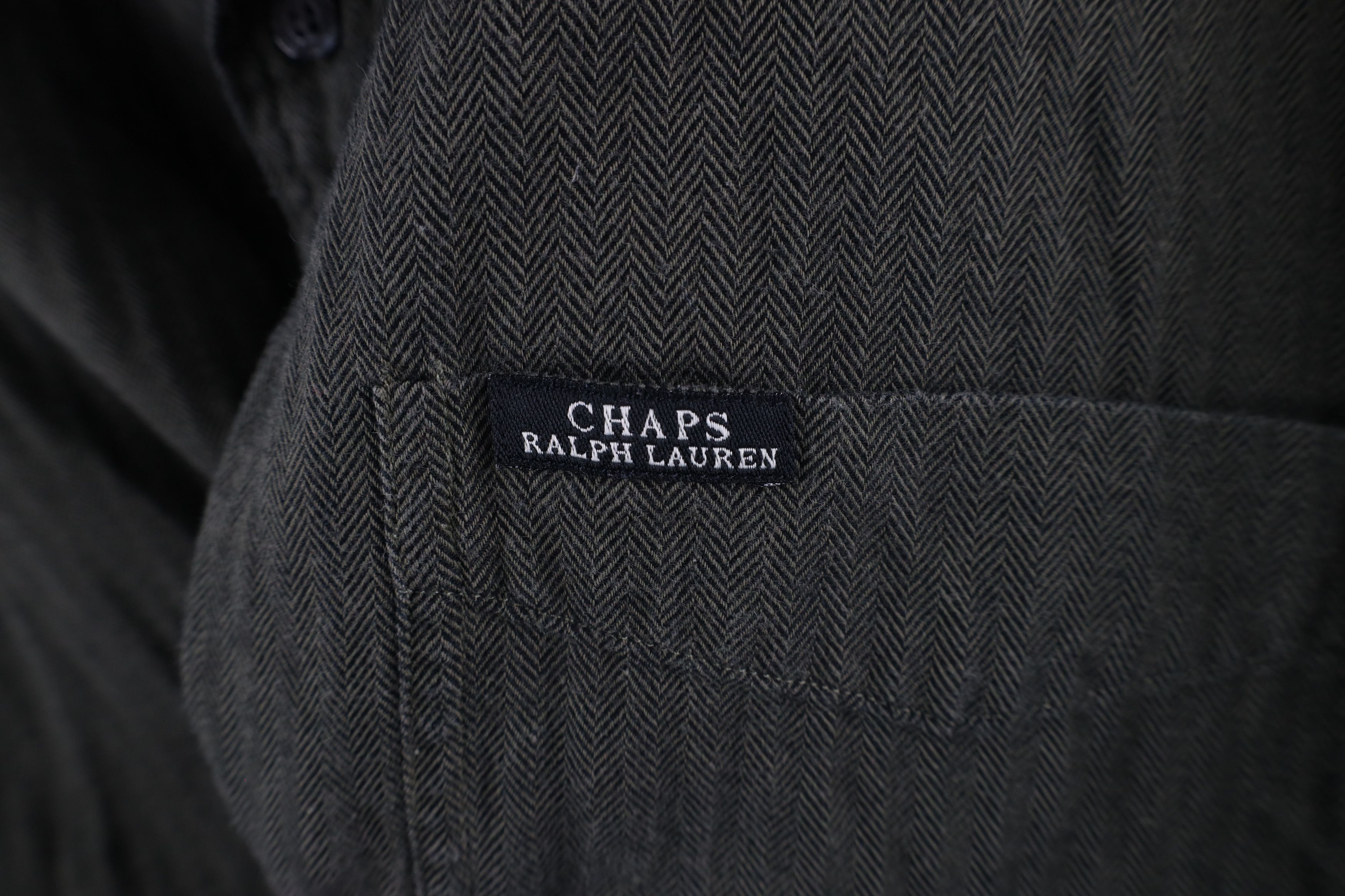 Ralph Lauren × Vintage Vintage 90s Chaps Ralph Lauren Herringbone Button Down Shirt Size US XL / EU 56 / 4 - 4 Thumbnail
